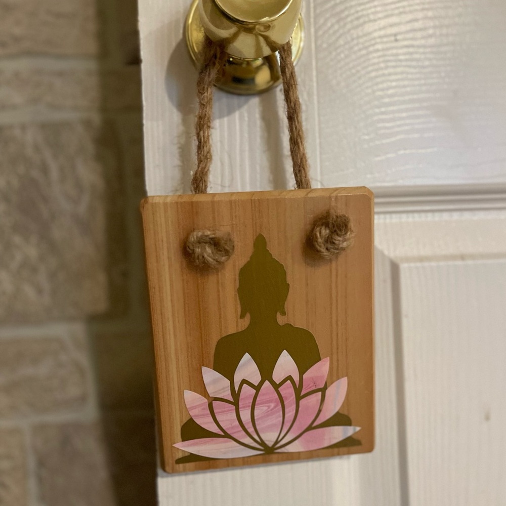 Buddha Lotus Wooden Sign